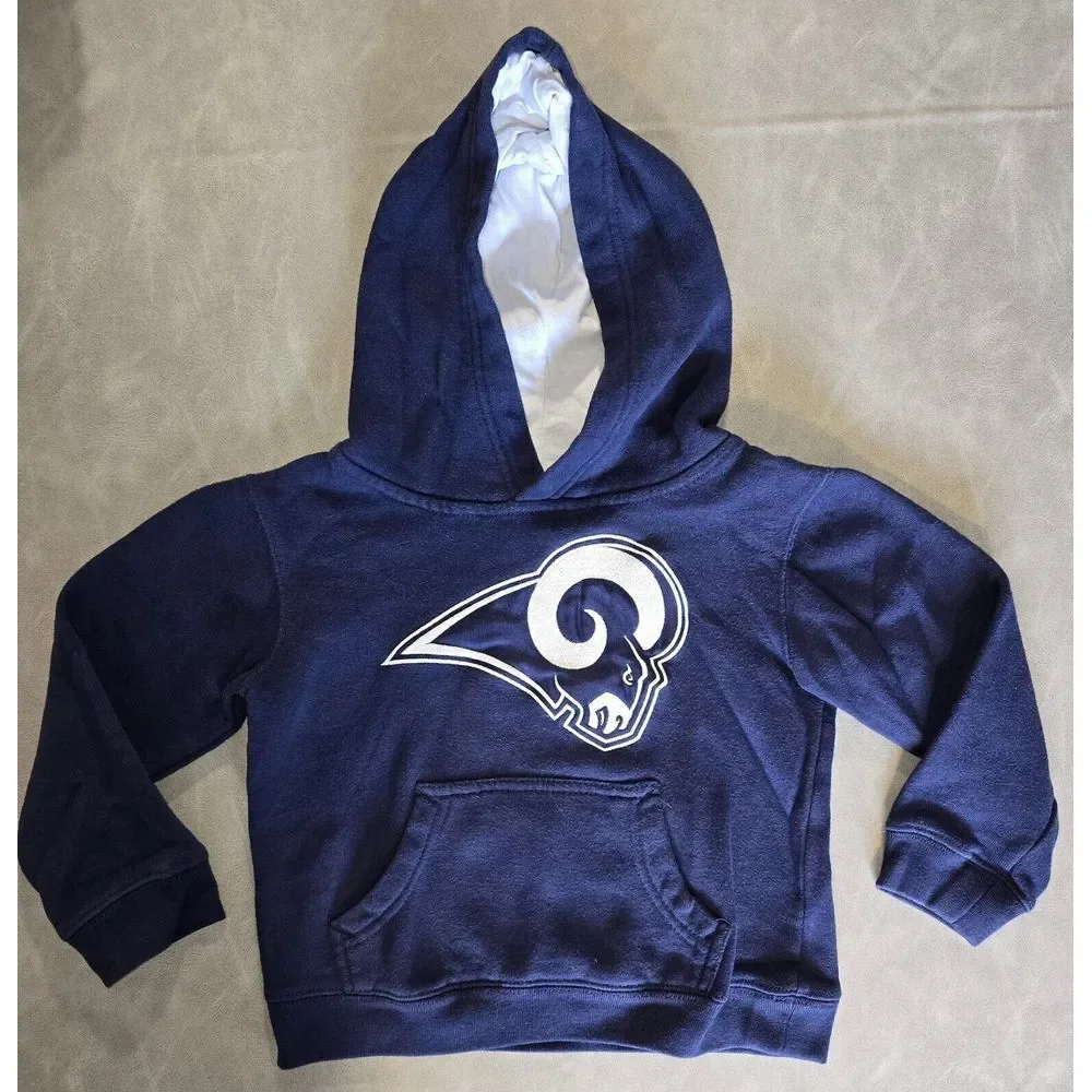 Los Angeles Rams Boys Sz 4 Pullover Hoodie Fleece NFL Navy White Logo Football